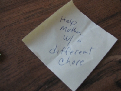 Help mother with a different chore
