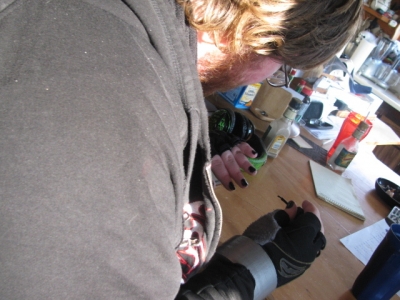 Jon painted his nails while we waited for T. to dress. Jon painted his nails while we waited for T. to dress.