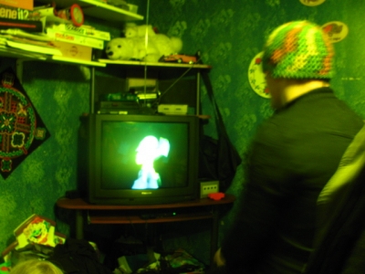 T. parked in front of Kingdom Hearts