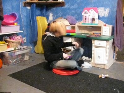 Hayley rocking out on the spinning stool