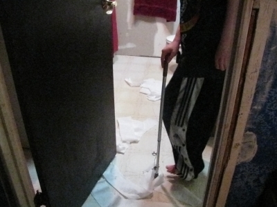 Someone unrolled ALL of the toilet paper in the bathroom all over the floor