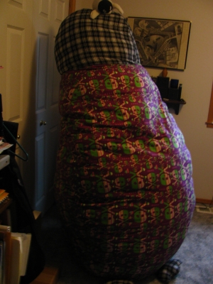 the faceless penguin sits