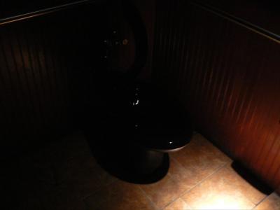 into the pooping stall