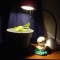 At night, he was kept company by my desk lamp and a creepy but cute smiling thing. At night, he was kept company by my desk lamp and a creepy but cute smiling thing.