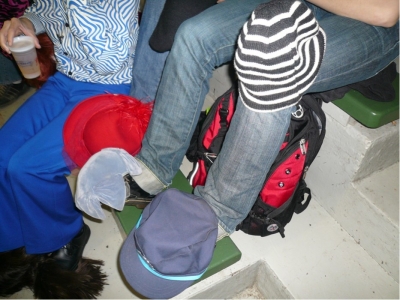 closeup of displayed hats