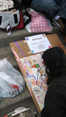 Plastic Jesus looking on The Public Easel