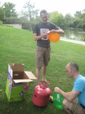 blowing up first balloons