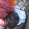 an entire trash bin full of clothes