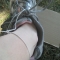 bag tied to my foot with twine