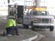 Worker and truck