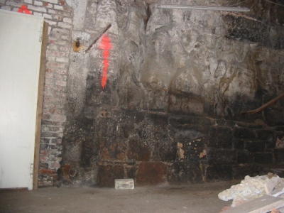 The right wall of the cave