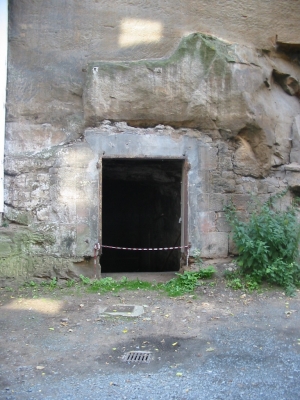 A closer shot of the outside of the cave