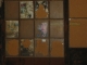 Boarded-up window.