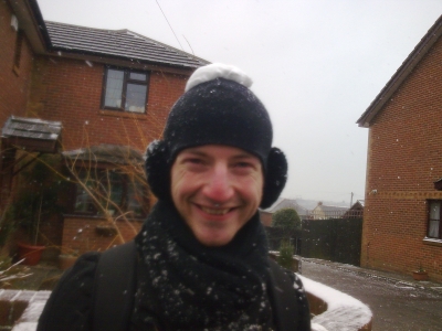 scott with a snowpat on his head scott with a snowpat on his head