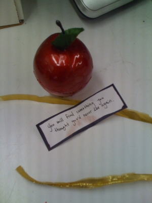 a fortune, set with a kiss