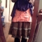 pink apron over three skirts and jeans pink apron over three skirts and jeans