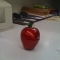 slicing a pocket into the hollow apple