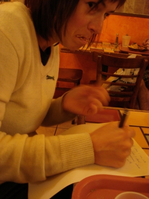 Jackie's unorthodox writing method (writing our short story) Jackie's unorthodox writing method (writing our short story)