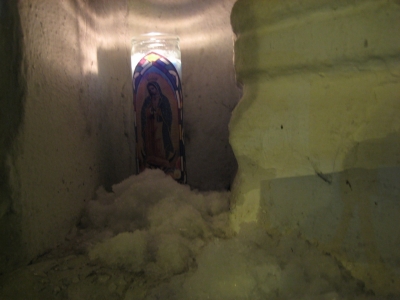 Mary candle left by others
