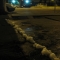 the trail of melting snow