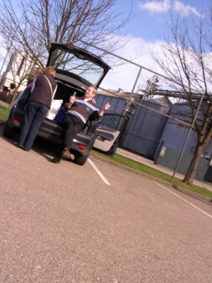 A picnic from the back of a car A picnic from the back of a car