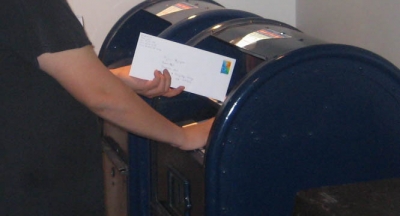 At the mailbox