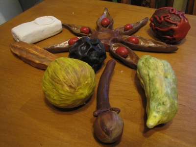 finished, painted sculpey objects