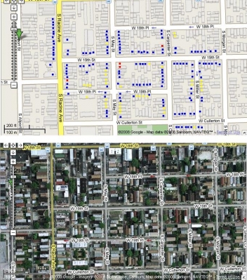 map of several blocks of Pilsen