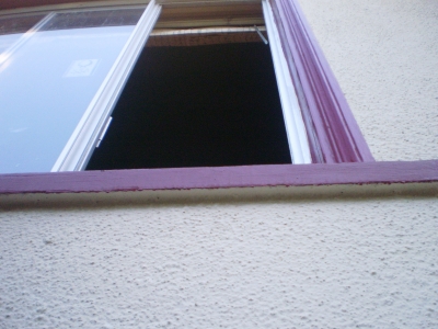 Picture of the window from the ground. Picture of the window from the ground.