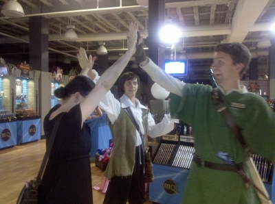 Double-high fives from the Magiquest guys! Double-high fives from the Magiquest guys!