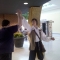 This guy stopped juggling just to get a high-five.