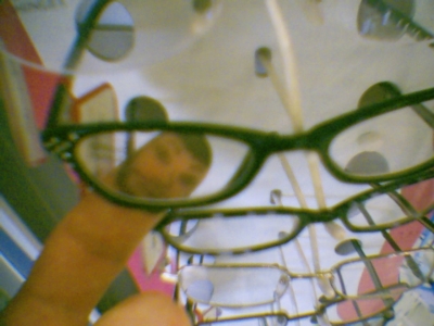 goofing around with reading glasses