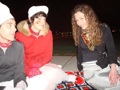 Checkpoint number six! On the left: cool people who had cupcakes at checkpoint 1 (I don't know their names but they were rad). On the right, Myrna Minx, who was at checkpoint 2. Checkpoint number six! On the left: cool people who had cupcakes at checkpoint 1 (I don't know their names but they were rad). On the right, Myrna Minx, who was at checkpoint 2.