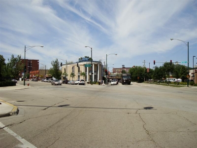 Crossing the street.