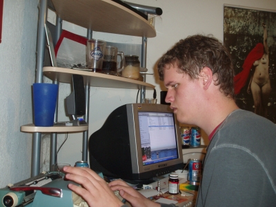 Working on the typewriter