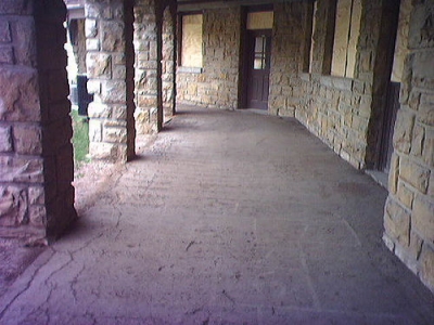 Original building with faded hopscotch grid, taken in April 2005