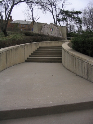 Eagle Scout fountain as seen from the sidewalk