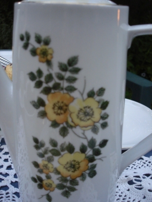 german coffee pot-- a melange of gothic and floral.