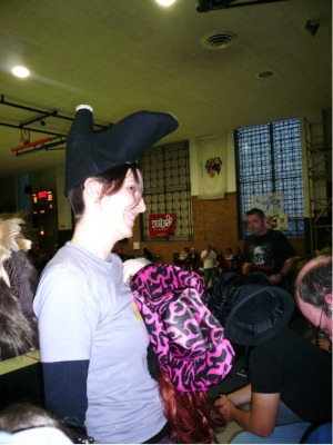 showing off the shoe hat