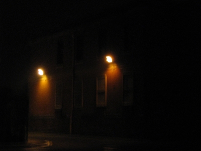 Lights everywhere even on this old dis-used building.