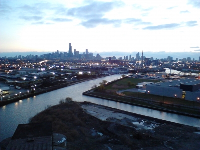 View of the city from the roof.