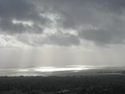 light breaking through over the bay.