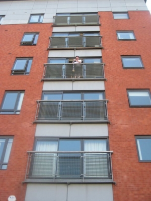 NPC Cadwell was on hand to lower down the shirt-rope