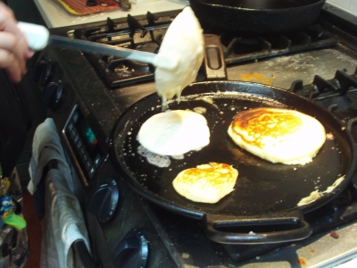 into the pan