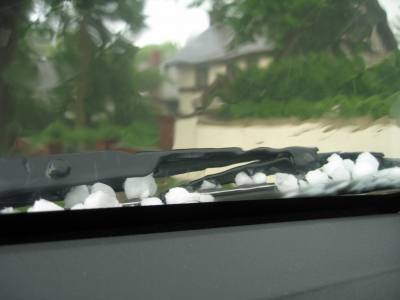 Hail on the windshield