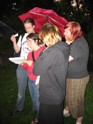 Puzzle Questing in the rain.