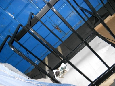 Fettucini hit this with his foot as we passed. Looks like a tray cart, sounded like a sleigh.