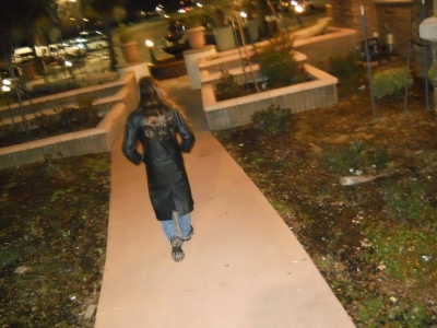 Heard the fountain, and people talking.