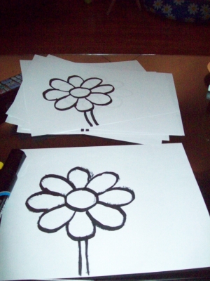 Drawing the flowers.