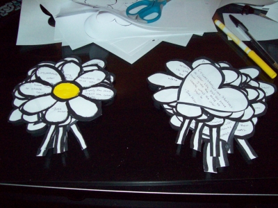 The completed flowers and hearts.